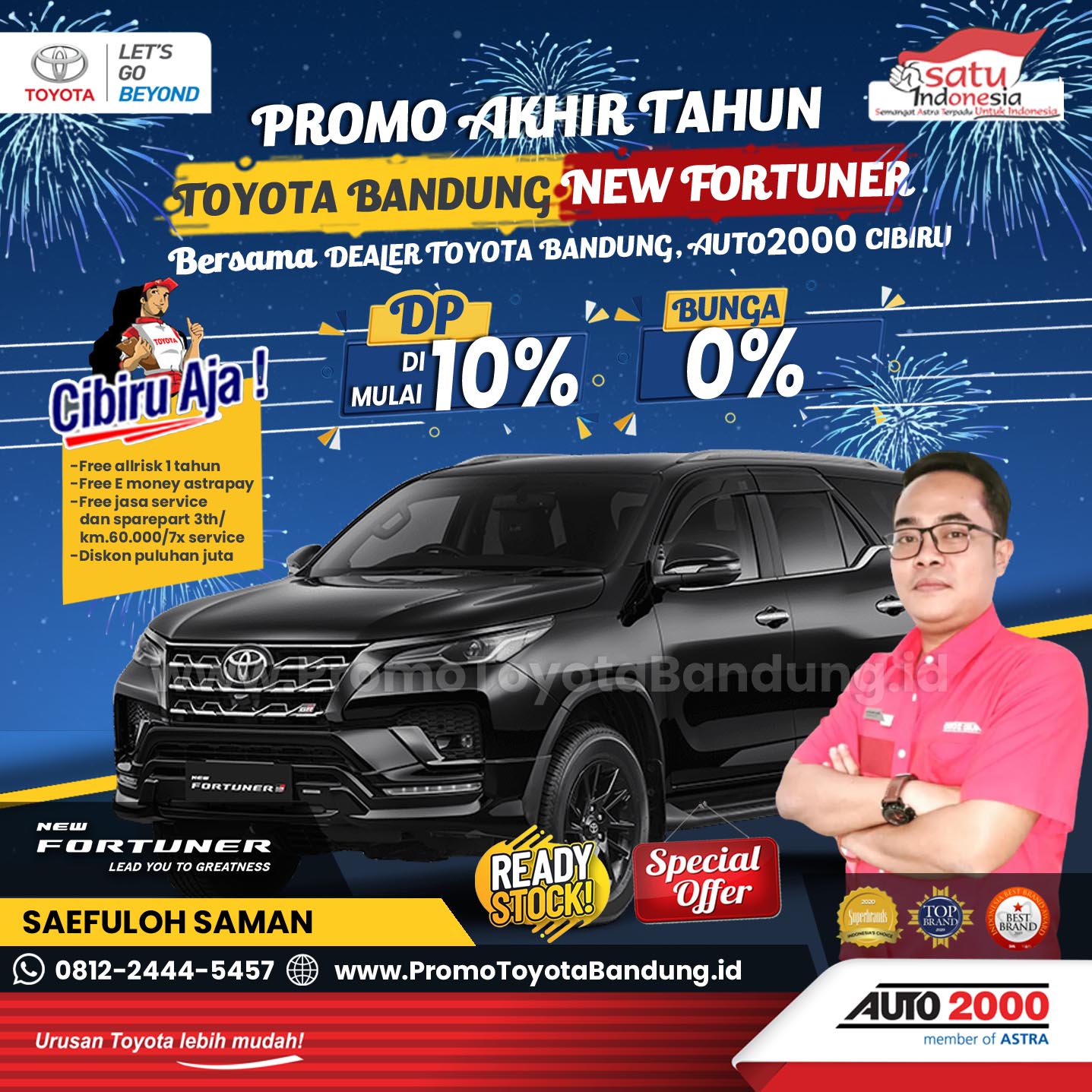 Banjir Promo Akhir Tahun Toyota fortuner DP 10% Bunga 0% - Dealer Auto2000 TOYOTA Cibiru, Bandung