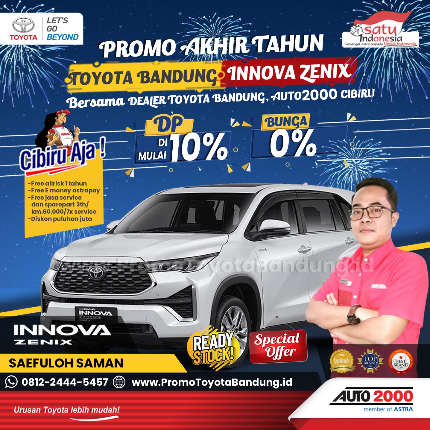 Banjir Promo Akhir Tahun Toyota Innova Zenix DP 10% Bunga 0% - Dealer Auto2000 TOYOTA Cibiru, Bandung