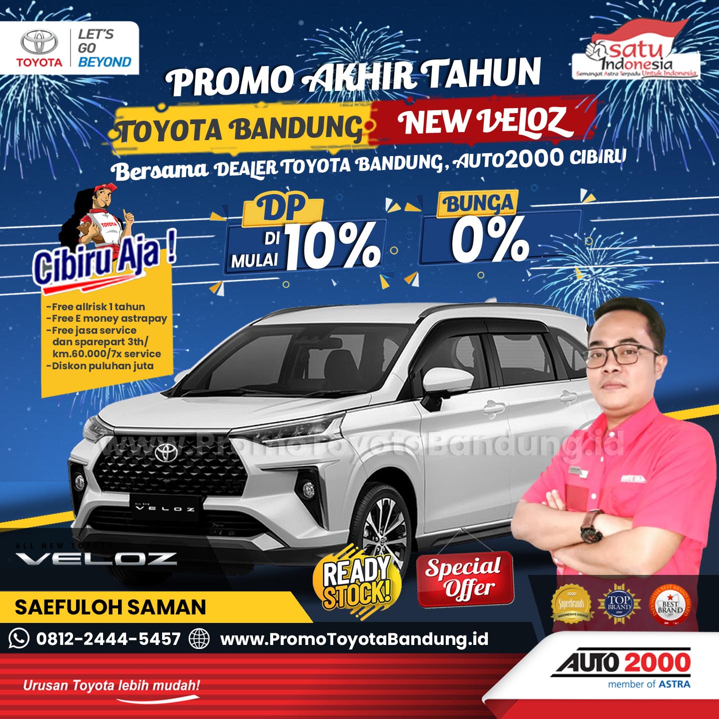Promo Akhir Tahun Toyota Veloz DP 10% Bunga 0% - Dealer Auto2000 TOYOTA Cibiru, Bandung