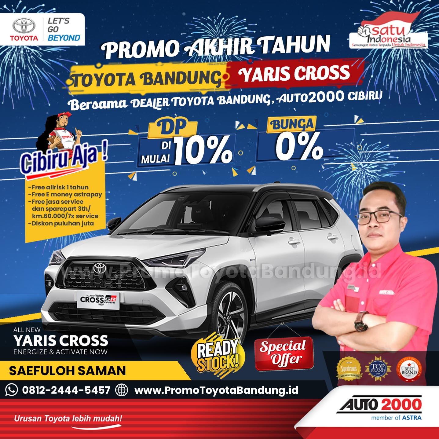 Promo Akhir Tahun Toyota Yaris Cross DP 10% Bunga 0% - Dealer Auto2000 TOYOTA Cibiru, Bandung